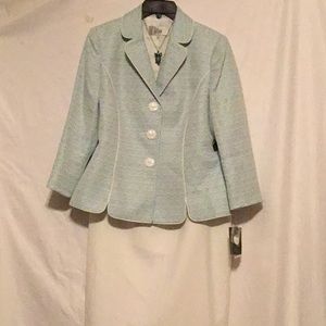 LE. SUIT THE HAMPTONS TEAL WHITE WOMENS SZ 6 SUIT